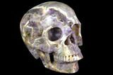 Realistic, Carved Chevron Amethyst Skull #151189-1
